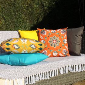 Folk Flora - Orange - Outdoor Cushion